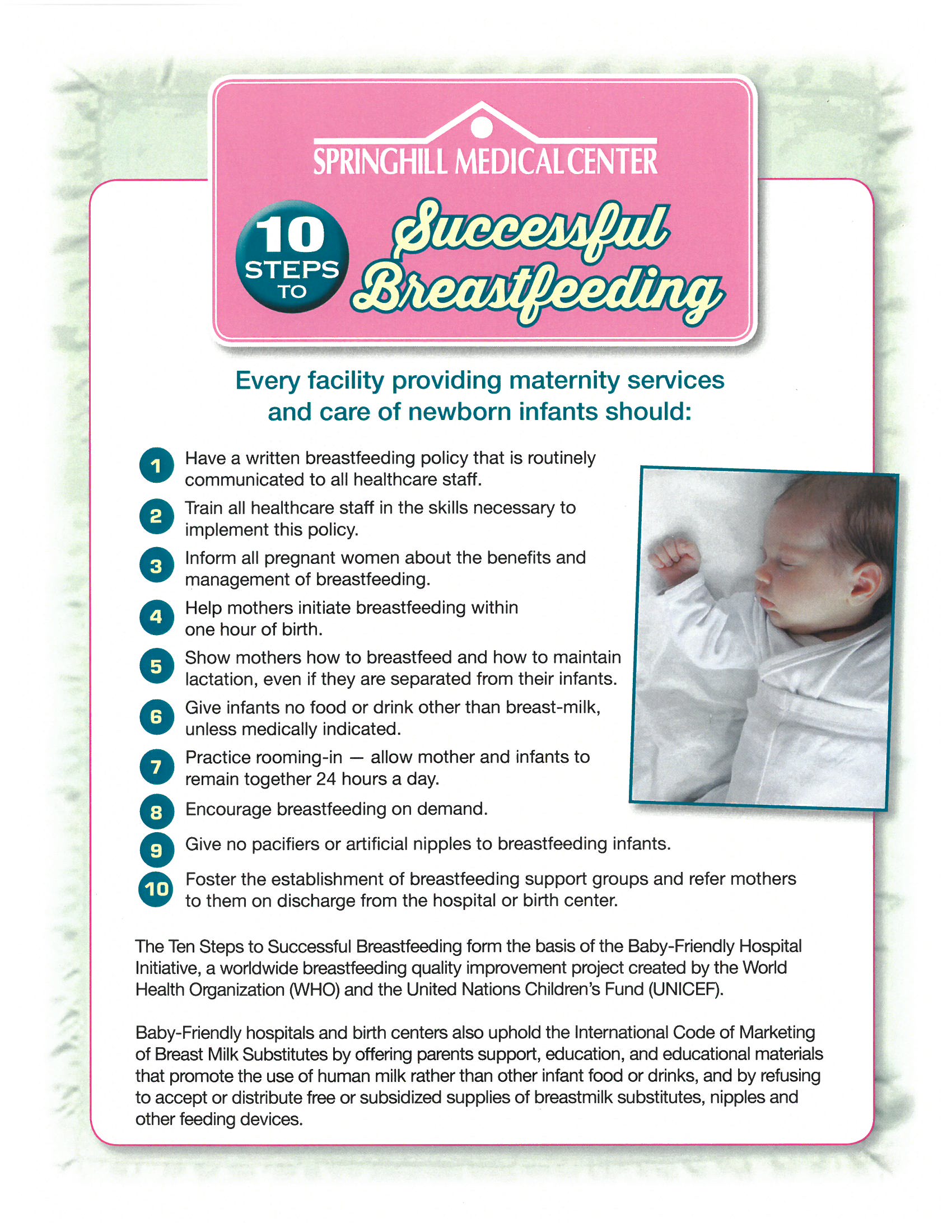 10 Steps to Successful Breastfeeding