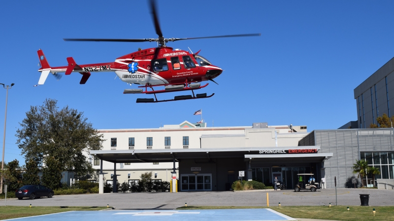 helicopter landing at ER