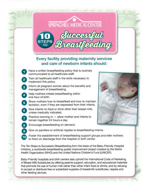10 Steps to Successful Breastfeeding infographic