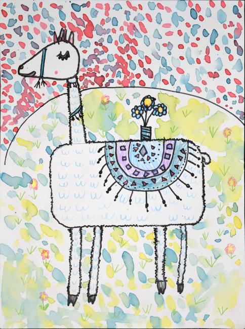 Child's drawing of a llama 